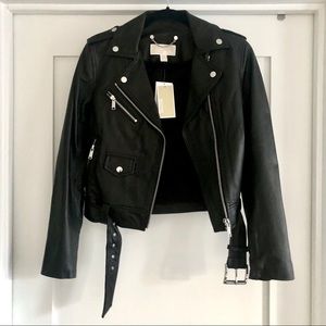 New MK black leather jacket